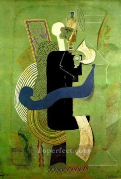 パブロ・ピカソ Painting - ガラスに座る男性 女と男性 1914年 パブロ・ピカソ